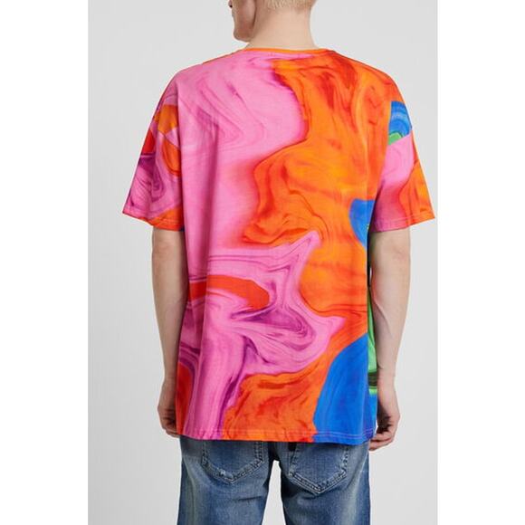 Desigual Luca Floral Mandala Unisex Orange Pink Purple Blue T-Shirt NWT- Size U - Picture 2 of 16